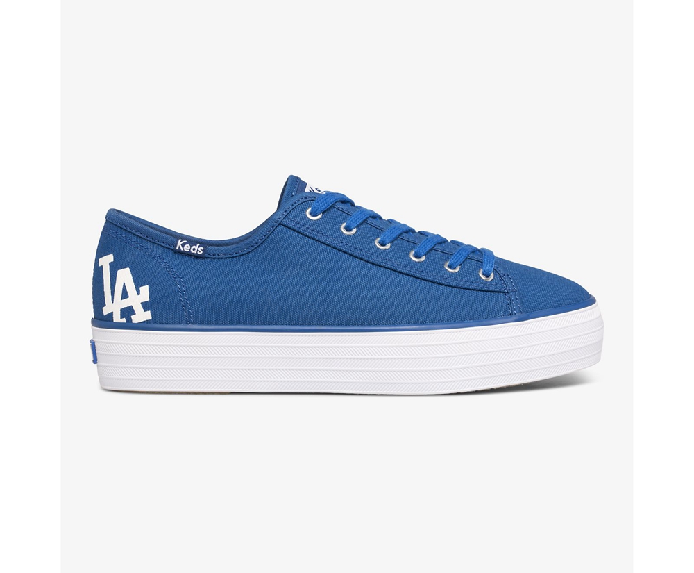 Πανινα Παπουτσια Γυναικεια - Keds Triple Kick Mlb® - Μπλε - DWVIN1562